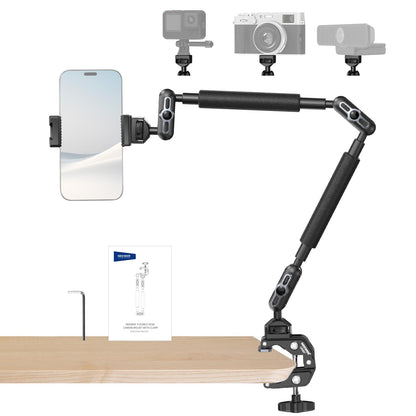 NEEWER 22" Brazo Mágico con Abrazadera Soporte para Móvil con Cámara de Escritorio con Brazo Articulado Doble Rótula 1/4" 3/8" Rosca para ARRI Compatible con iPhone DSLR Action Camera Luz Video, UA057