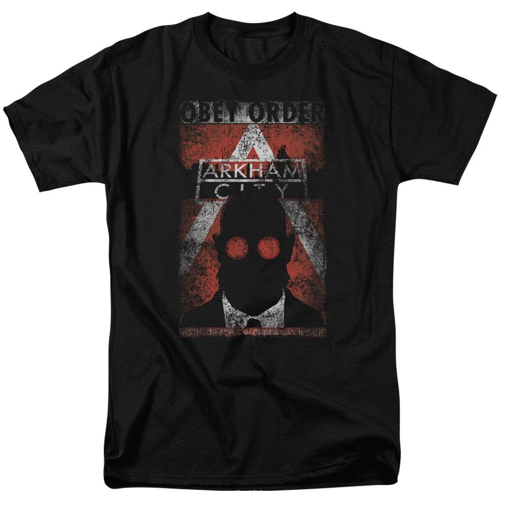 Trevco Camiseta para Hombre Arkham City Bat Fill - CH - Obey Negro