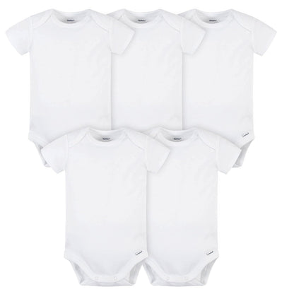 Gerber Mamelucos para Bebé Unisex, Paquete de 5, Algodón 180 g/m² - 3-6 Meses - Blanco