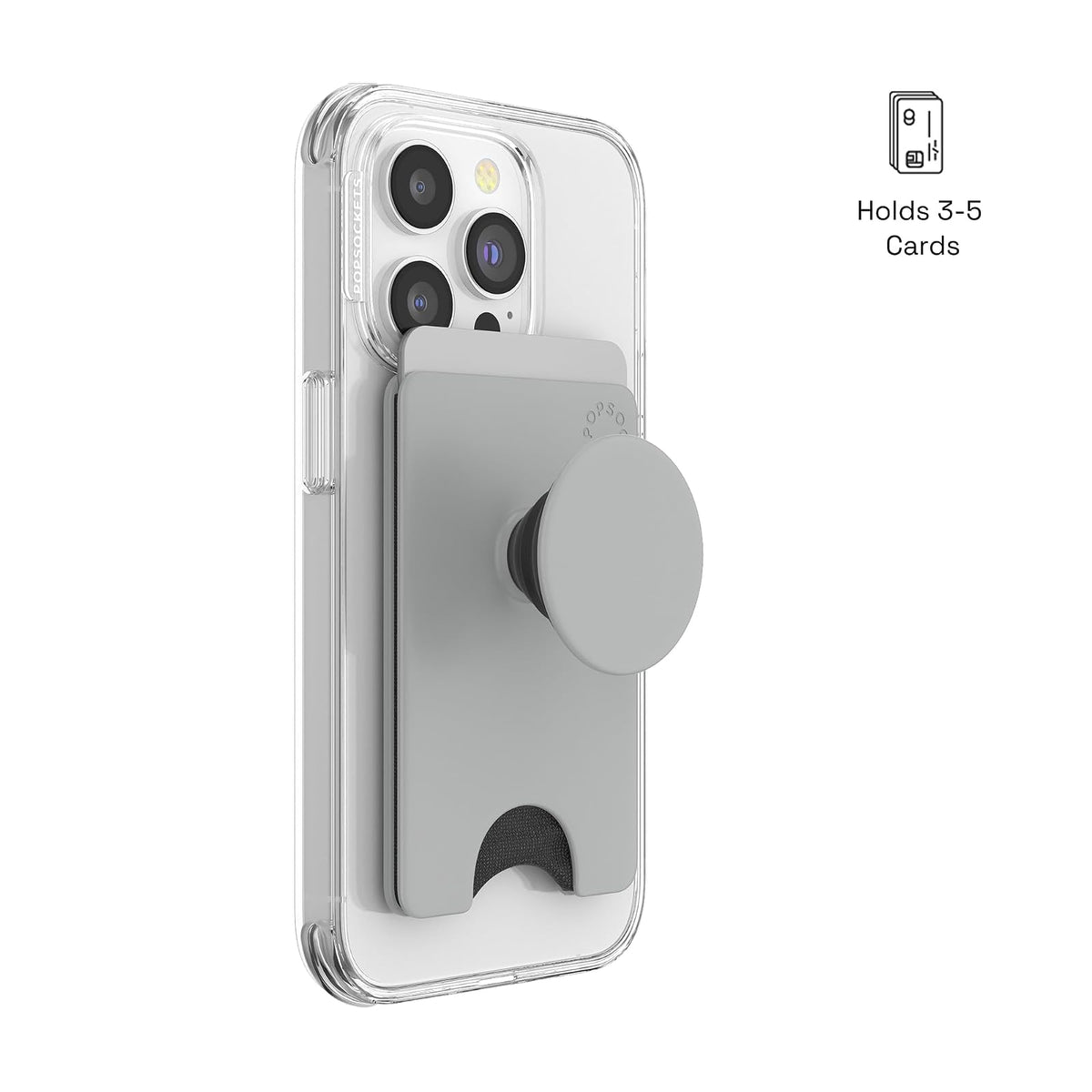 PopSockets - Funda para teléfono con asa expansible para teléfono, tarjetero, gris tecnológico