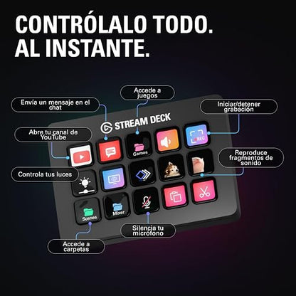 Elgato Stream Deck MK.2, controlador de estudio | Acciones de activación en OBS, Twitch, YouTube y más, comentarios visuales, cientos de complementos, funciona con Mac y PC