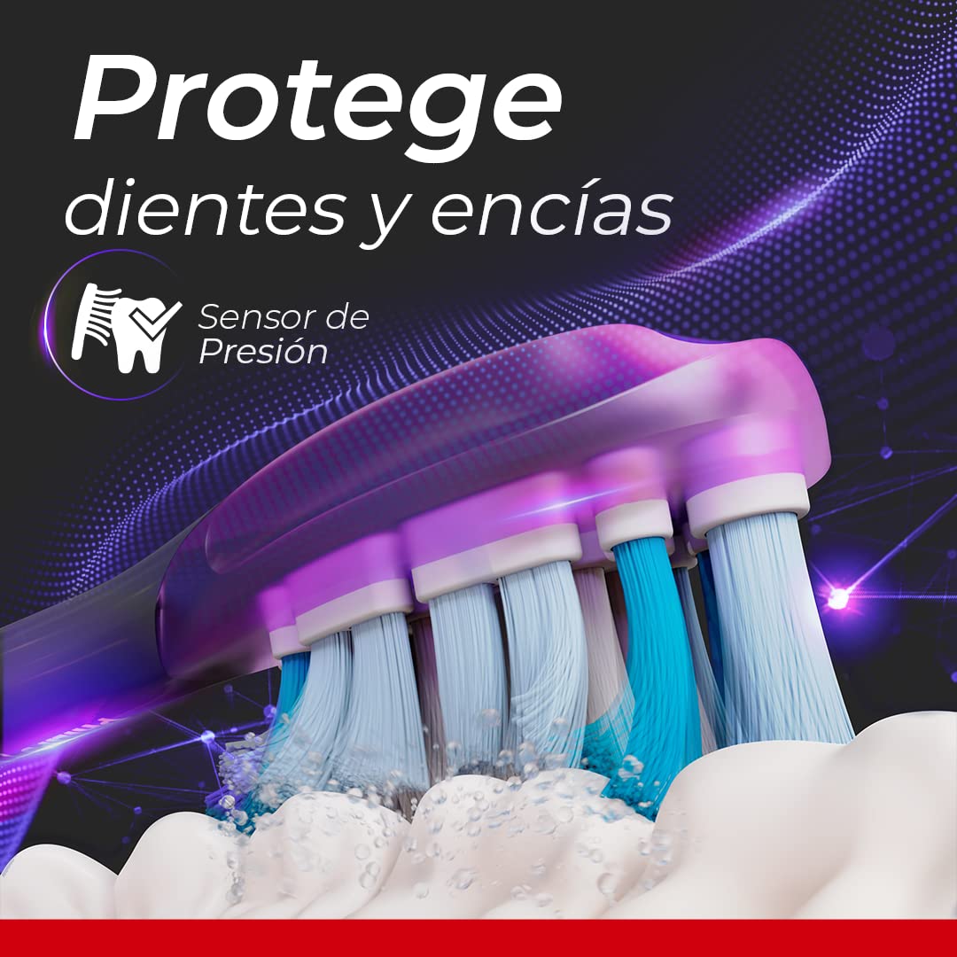 Philips Colgate Cepillo de Dientes Eléctrico SonicPro 70 Recargable | Con 3 Cabezales de Repuesto y Estuche de Viaje, Limpieza Bucal Completa y Personalizada