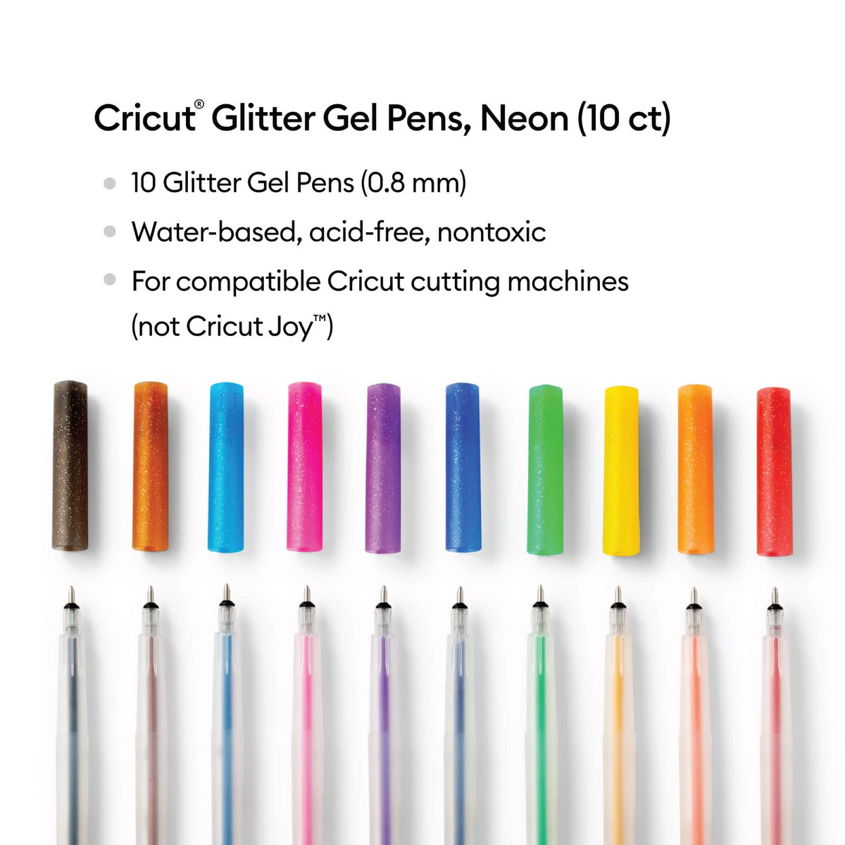 Cricut Juego de bolígrafos de gel con purpurina, 10 unidades, multicolor