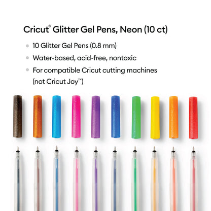 Cricut Juego de bolígrafos de gel con purpurina, 10 unidades, multicolor