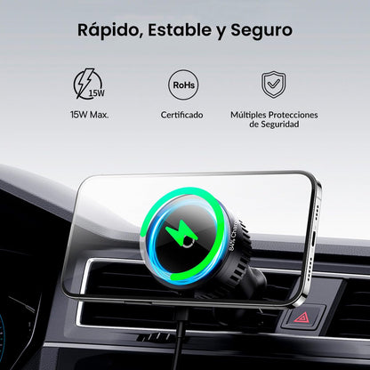 Baseus Cargador inalámbrico Magnético de Automóvil 15W Soporte para teléfono de Carga rápida para ventilación de automóvil para iPhone 15 14 13 12, Samsung Galaxy & Note, Google Pixel y Huawei, Black