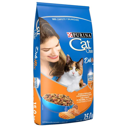 Purina - Cat Chow Comida para Gato, Adulto, Deli Mix, 15.0 kg + Felix Croquetas para Gato, Triple Delicious Granja, 10kg