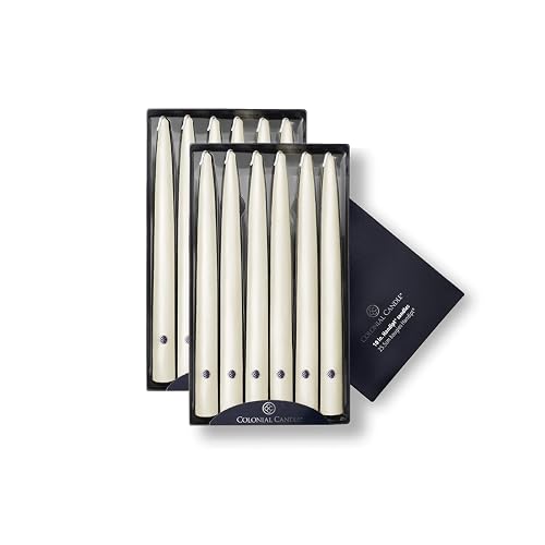 Colonial Candle Vela cónica sin perfume, colección Handipt, marfil, 10 pulgadas, paquete de 12, hasta 8 horas de combustión