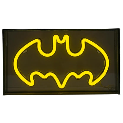 DC Comics Batman - Letrero acrílico de neón con luces para pared o mesa, 9 pulgadas de ancho x 5 pulgadas de alto x 1.8 pulgadas de profundidad