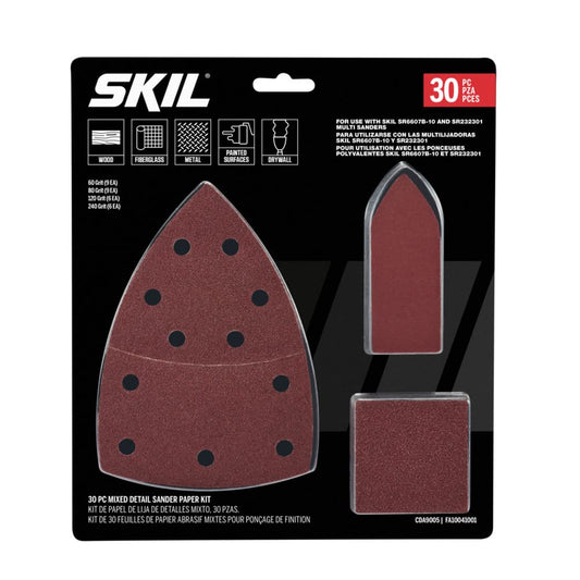 SKIL - Kit de papel de lija detallado de grano 60/80/120/240 para lijadoras SKIL SR232301 y SR6607B-10 - CDA9005