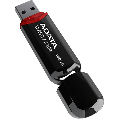 ADATA 32 GB Memoria Flash USB 3.0 con Tapa Color Negro con Rojo (Modelo UV150)