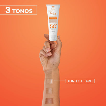 Darrow Actine Colors Protector Solar Facial FPS50+ Piel Grasa Claro, 40g | Dermatológico, Con Color, Para Piel Mixta y Grasa, Anti Oleosidad