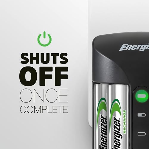Energizer - Cargador de baterías AA y AAA recargables (Recharge Pro) con 4 baterías AA NiMH recargables