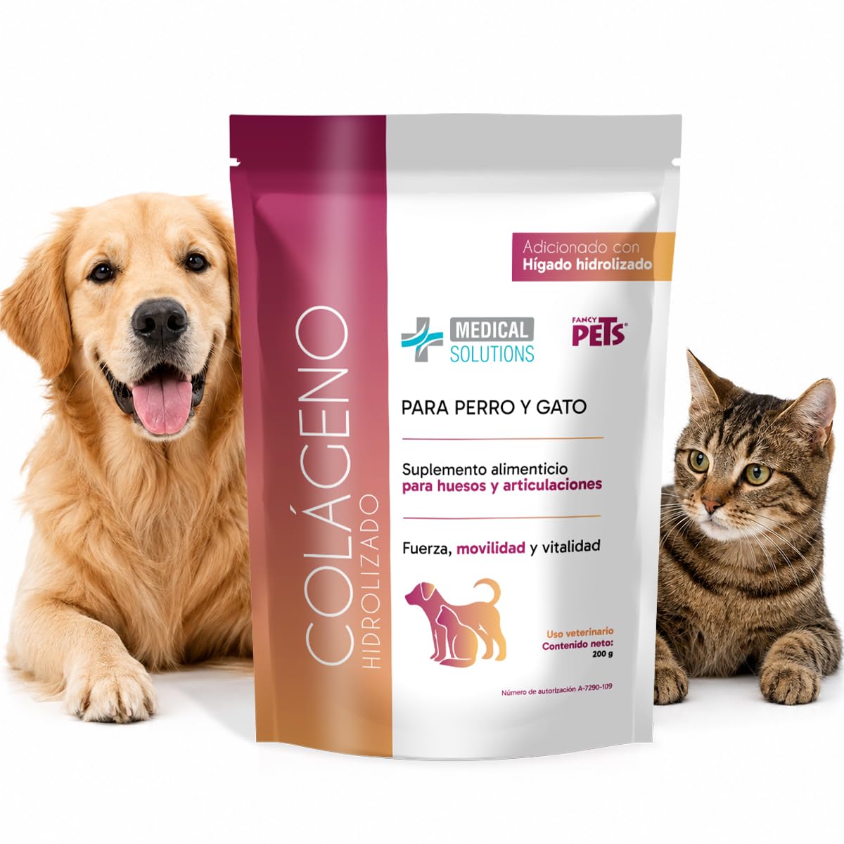 Fancy Pets Medical Solutions Colágeno Hidrolizado para Perros y Gatos - Suplemento para Articulaciones, Huesos y Piel Saludable, 200 g