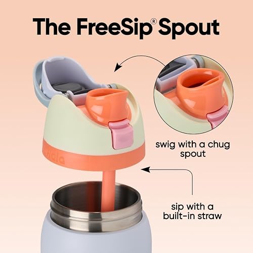 Owala FreeSip - Botella de agua aislada de acero inoxidable con popote para deportes, viajes y escuela, botella de agua deportiva sin BPA, 32 onzas, casa de playa