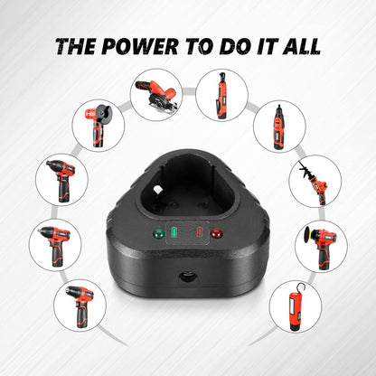 DNA MOTORING TOOLS-00179 - Cargador Normal de batería de Iones de Litio de 12 V con indicador LED, Color Negro