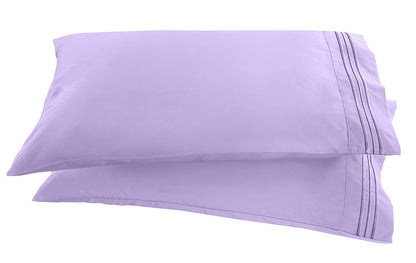 Elegant Comfort - Fundas de Almohada Bordadas de Microfibra, Juego de 2 - Lila - Standard Size Pillowcase