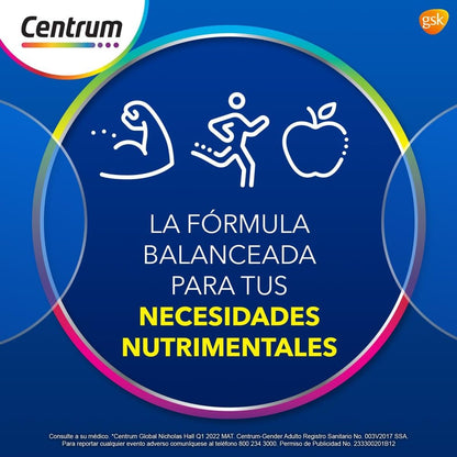 Centrum Multivitaminico Gender Adulto Hombre com Magnesio, Vitamina C, Calcio y Zinc, 60 Tabletas