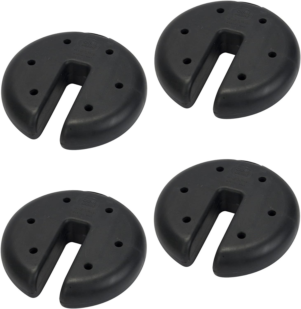 Quik Shade - Juego de 4 Platos Resistentes para asegurar toldos y Tiendas de campaña instantáneas y emergentes, Color Negro