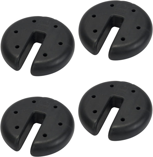 Quik Shade - Juego de 4 Platos Resistentes para asegurar toldos y Tiendas de campaña instantáneas y emergentes, Color Negro