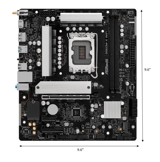 ASRock B860M X WiFi 6E DDR5 hasta 9066+ (OC) MHz 128GB M.2 B860 LGA1851 Micro ATX Placa Base Intel Core Ultra (Serie 2) BIOS Flashback SATA3 6.0 GB/s PCIe 4.0 x16 Realtek 2.5G LAN 7 x USB 3.2