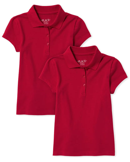 The Children's Place Polo de Manga Corta, Paquete de Dos Camisa para Niñas