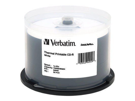 Verbatim CD-R 80MIN 700MB 52X DataLifePlus Blanco para impresión termica - Torre de 50 Unidades