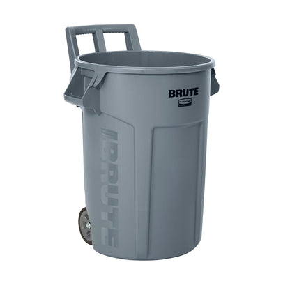 Rubbermaid Commercial Products BRUTE® – Contenedor para Recolección de Residuos con Ruedas y Manijas Ergonómicas, Bote que no se Decolora, Deforma ni Agrieta, Capacidad de 166 L, Gris 2131929