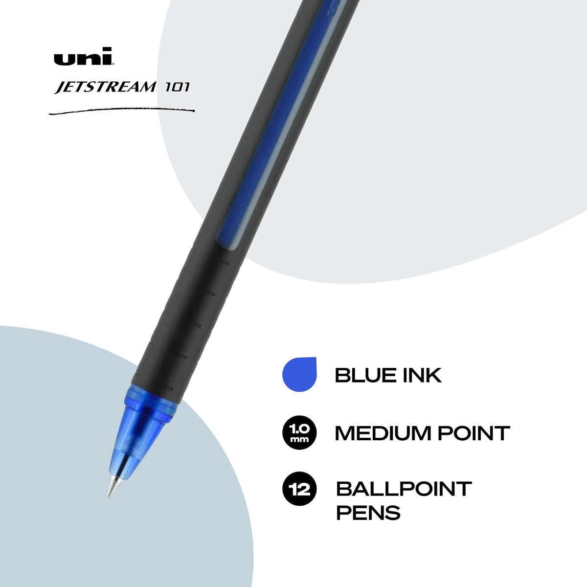Uni-Ball Jetstream 101 Ball Point Pens, Bold Point, Blue Ink, 12 Pack