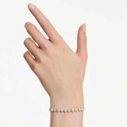Una pulsera Angelic, de corte redondo, blanca, chapada en oro blanco Swarovski One