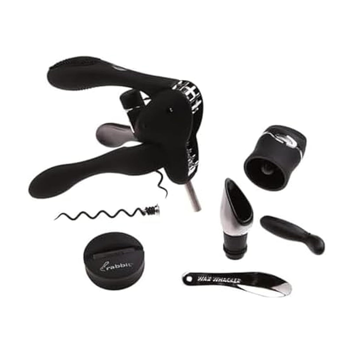 Metrokane Rabbit 6-Piece Wine Tool Kit, Black