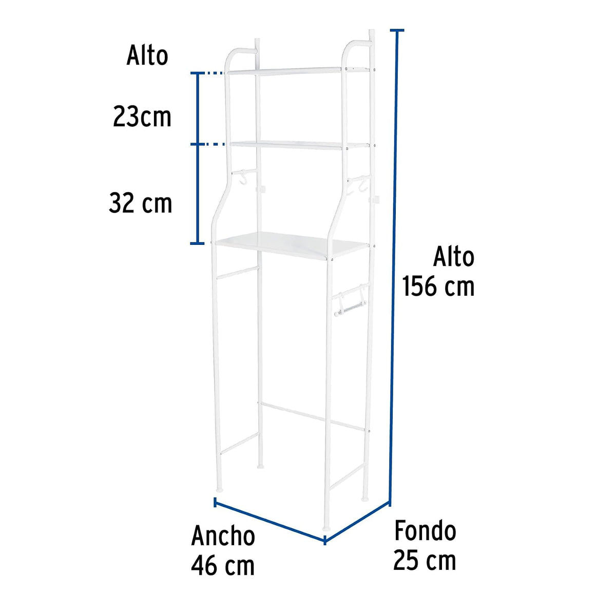 Foset OWC-3, Mueble organizador blanco para baño con 3 repisas