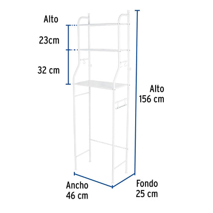 Foset OWC-3, Mueble organizador blanco para baño con 3 repisas
