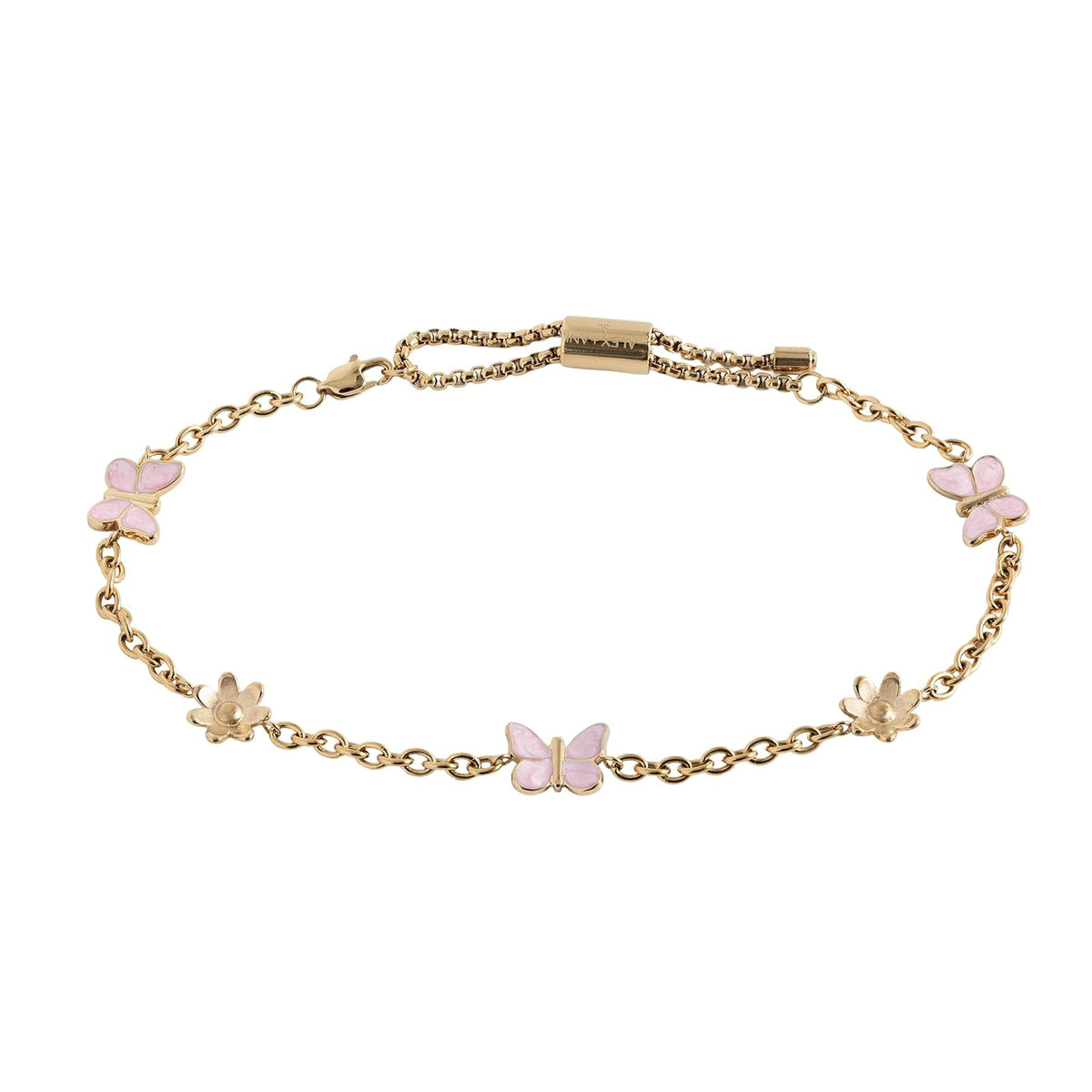 Alex and Ani Tobillera de Mariposa y Flor | Acero Inoxidable, Esmalte | Tobillera de Cadena | Tobillera Delicada | Joyería Floral