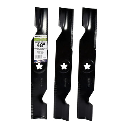 Maxpower Juego 3 Cuchillas Cortacésped 48 pulgadas Craftsman, Husqvarna, Poulan