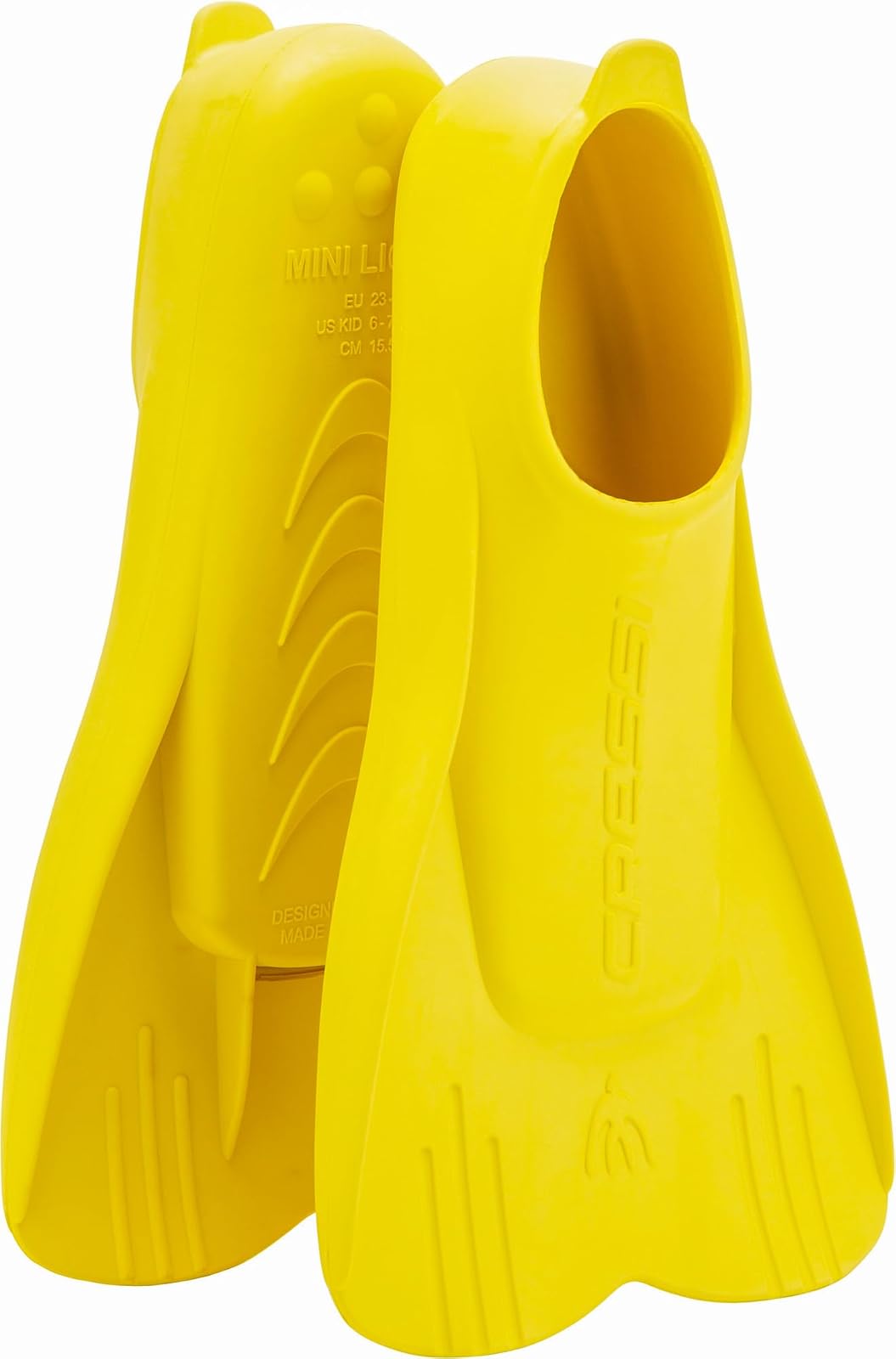 Cressi - Aletas flotantes Cortas para Aprender a Nadar, para niños de 1 año en adelante, Mini luz: diseñadas en Italia - Amarillo - 32 - 33