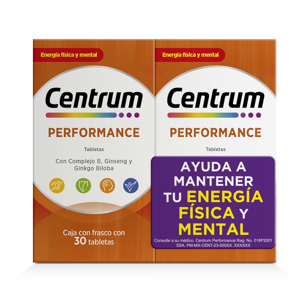 Centrum Performance Multivitaminico, Con Complejo B y Magnesio, 2 pack 30 Tabletas ccada