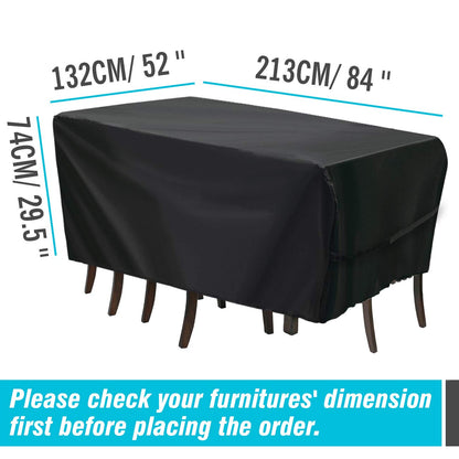 Velway - Funda rectangular para mesa de patio, impermeable, para mesa y sillas al aire última intervensión, 84 pulgadas de largo x 52 pulgadas de ancho x 29 pulgadas de alto, Oxford resistente al