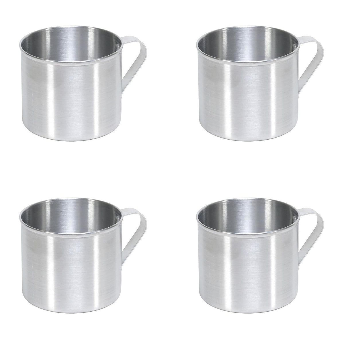 Imusa - Juego de 4 tazas de aluminio de 0.7 cuartos para uso en estufas o camping, color plateado