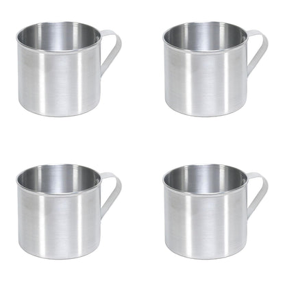 Imusa - Juego de 4 tazas de aluminio de 0.7 cuartos para uso en estufas o camping, color plateado