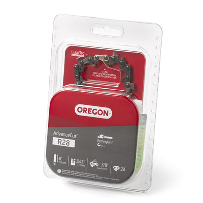 Oregon R28 AdvanceCut Cadena de Reemplazo 15 cm | 28 eslabones, paso 3/8", calibre 0.43", micro cincel, bajo retroceso