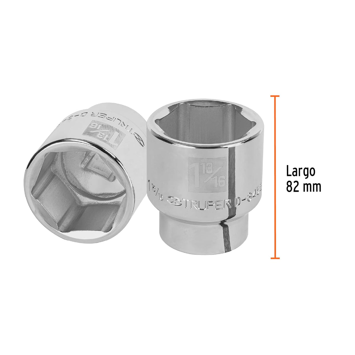 Truper D-3458-H, Dado de 6 puntas, cuadro 3/4" de 1-13/16"