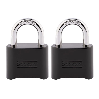 Master Lock - Candado de combinación negro, configura tu propio candado combinado, resistente a la intemperie para interiores y exteriores con código para clóset de gimnasio, puerta, cobertizo,