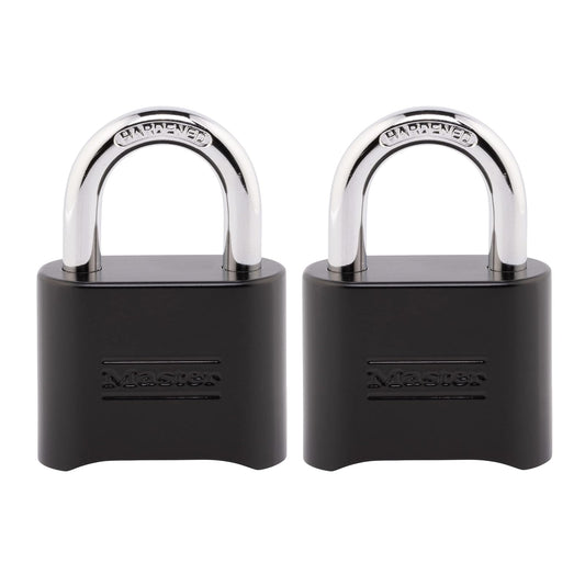 Master Lock - Candado de combinación negro, configura tu propio candado combinado, resistente a la intemperie para interiores y exteriores con código para clóset de gimnasio, puerta, cobertizo,