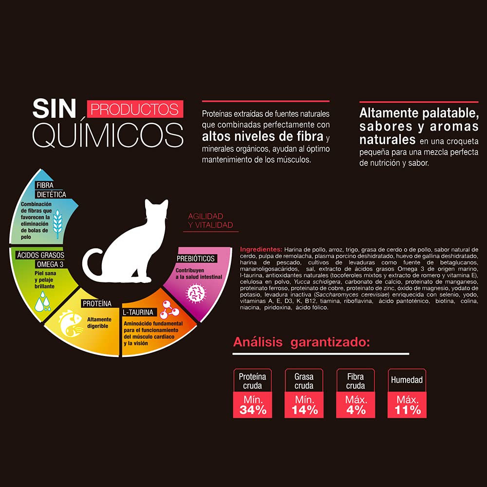 Perfect Sense Alimento Premium para Gato 3 kg - 100% Natural con Taurina, Omega 3, Prebióticos y Fibras Naturales para Pelaje Saludable y Control de Bolas de Pelo