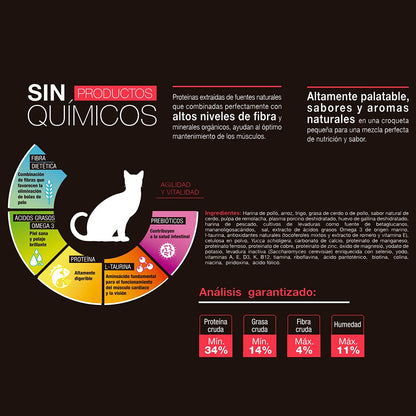 Perfect Sense Alimento Premium para Gato 3 kg - 100% Natural con Taurina, Omega 3, Prebióticos y Fibras Naturales para Pelaje Saludable y Control de Bolas de Pelo