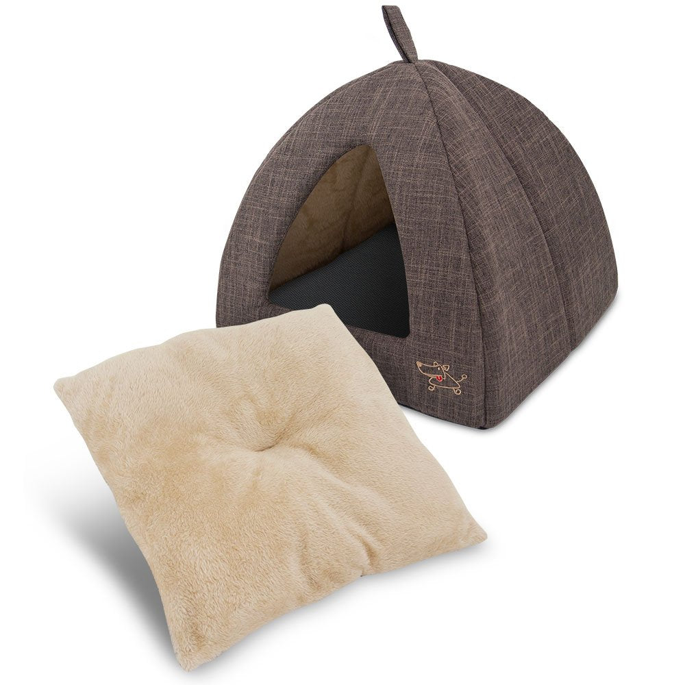Best Pet Supplies - Cama blanda para perros y gatos para mascotas, de lino marrón extragrande