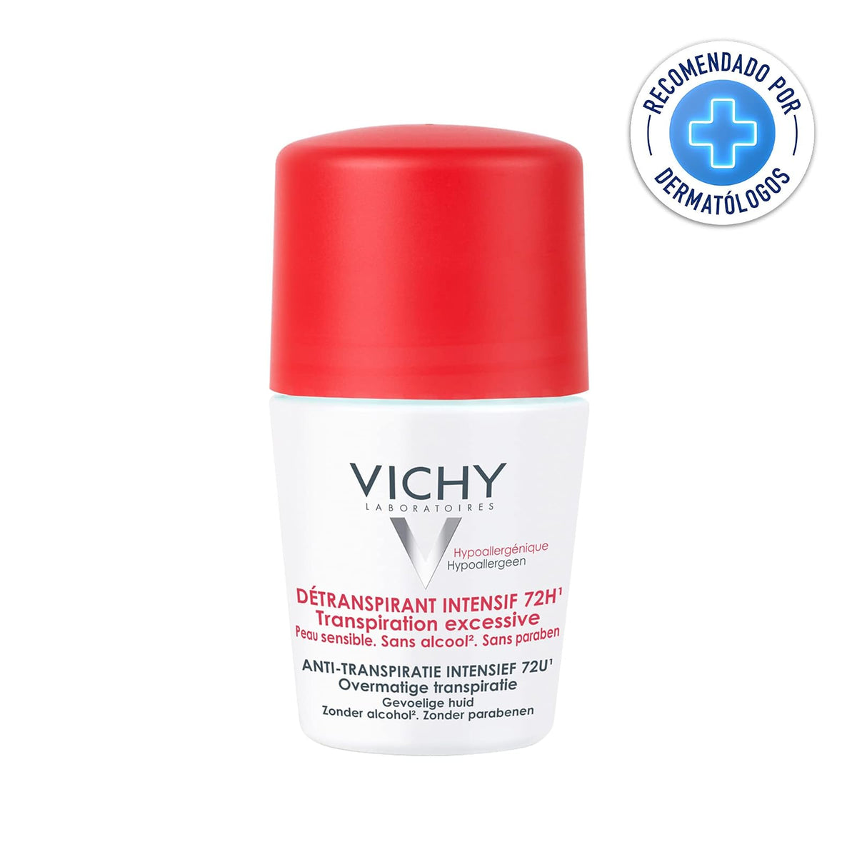 Vichy Deo Stress Resist Desodorante, Anti-transpirante para Sudoración Excesiva en Roll-On, para Todo Tipo de Piel Incluso Sensible, con Perlita y Agua Volcánica de Vichy, Mejora la Piel Seca, 50 ml