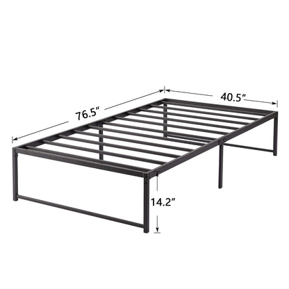 VECELO Base Cama Individual, Marco de Cama de Plataforma de Metal de 36 cm de Altura, no Necesita muelles de Caja, Soporte de Listones de Acero, Color Negro (Individual)