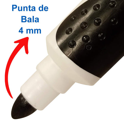 AZOR 301.8396CS Magistral Grip Punta de Bala, Marcador para pizarrón blanco + BIC, Bolígrafo de Punto Mediano, Pluma Clásica, Cristal Dura +, Surtido de 4 Colores, 10 piezas