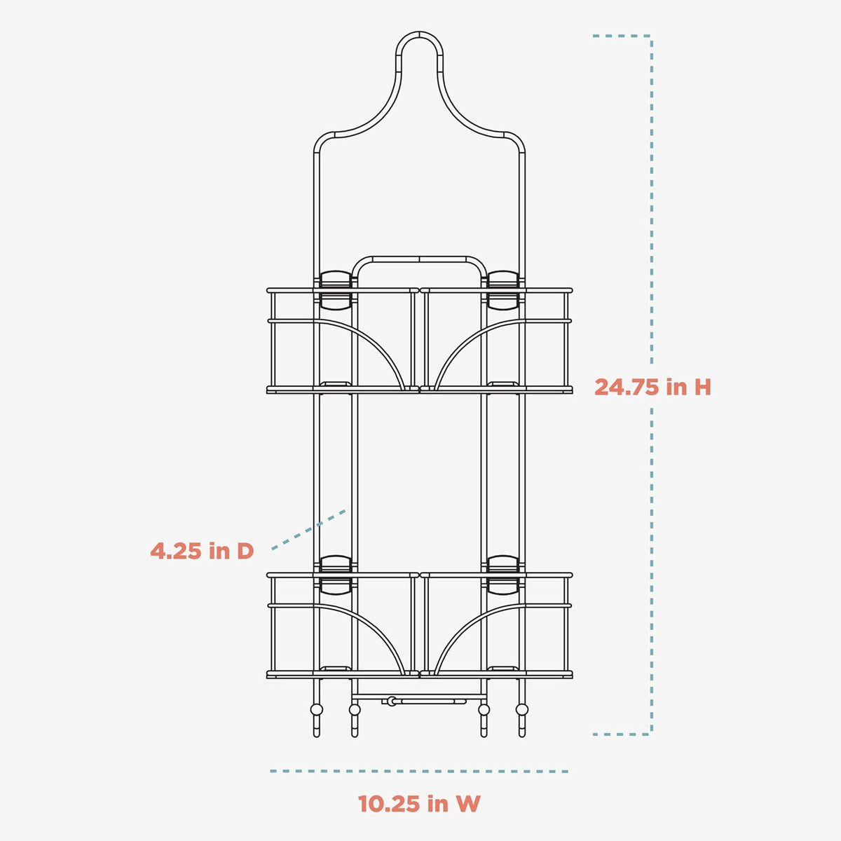 Zenna Home Zenith Products 7446ss - Organizador de regadera Extensible para regadera de Mano o Botellas Altas, Bronce, 1